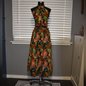 Tropical Halter Maxi Dress